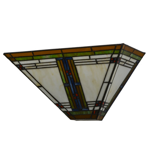 Meyda Lighting Nevada 15" 2-Light Mahogany Bronze Wall Sconce With Multi-Colored Shade Glass