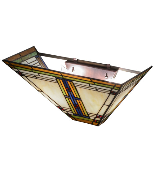 Meyda Lighting Nevada 15" 2-Light Mahogany Bronze Wall Sconce With Multi-Colored Shade Glass