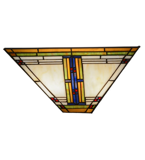 Meyda Lighting Nevada 15" 2-Light Mahogany Bronze Wall Sconce With Multi-Colored Shade Glass