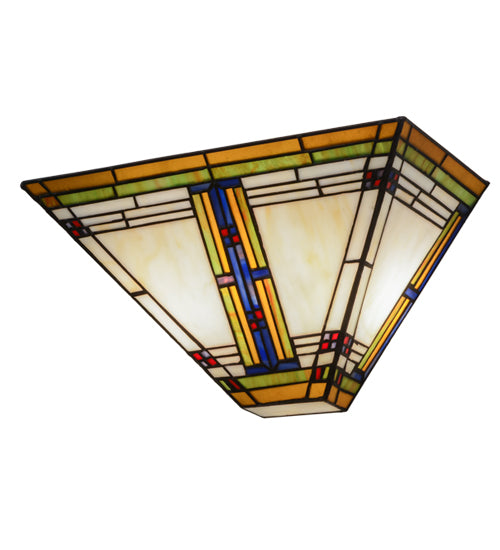 Meyda Lighting Nevada 15" 2-Light Mahogany Bronze Wall Sconce With Multi-Colored Shade Glass