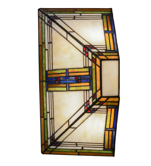 Meyda Lighting Nevada 15" 2-Light Mahogany Bronze Wall Sconce With Multi-Colored Shade Glass