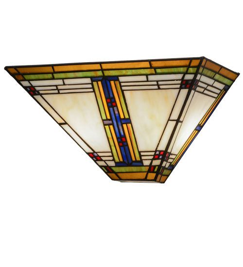 Meyda Lighting Nevada 15" 2-Light Mahogany Bronze Wall Sconce With Multi-Colored Shade Glass