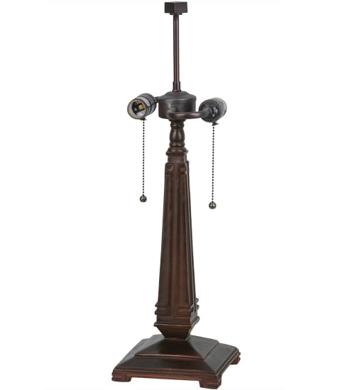 Meyda Lighting Nevada 23" 2-Light Mahogany Bronze Table Lamp With Multi-Colored Shade Glass