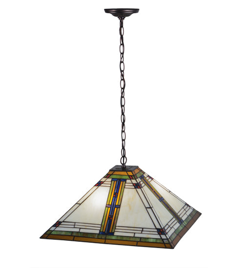 Meyda Lighting Nevada 28" 2-Light Mahogany Bronze Pendant Light With Multi-Colored Shade Glass