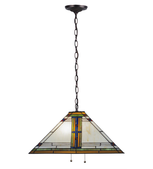 Meyda Lighting Nevada 28" 2-Light Mahogany Bronze Pendant Light With Multi-Colored Shade Glass