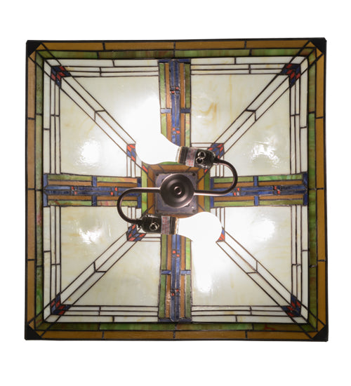 Meyda Lighting Nevada 28" 2-Light Mahogany Bronze Pendant Light With Multi-Colored Shade Glass