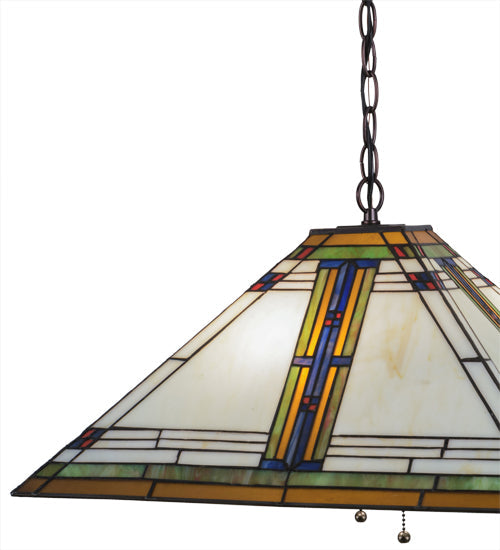 Meyda Lighting Nevada 28" 2-Light Mahogany Bronze Pendant Light With Multi-Colored Shade Glass