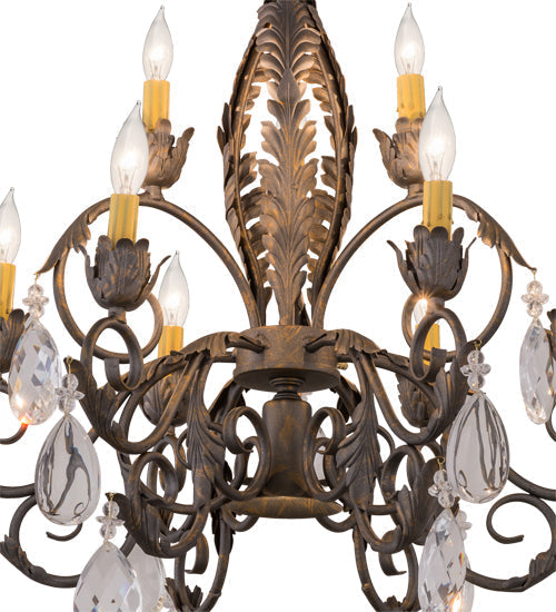 Meyda Lighting New Country French 26" 10-Light French Bronze Chandelier With Amber Faux Candlelight
