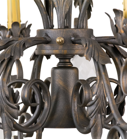 Meyda Lighting New Country French 26" 10-Light French Bronze Chandelier With Amber Faux Candlelight