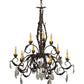 Meyda Lighting New Country French 39" 9-Light Cajun Spice Textured Chandelier With Amber Faux Candlelight and Crystal