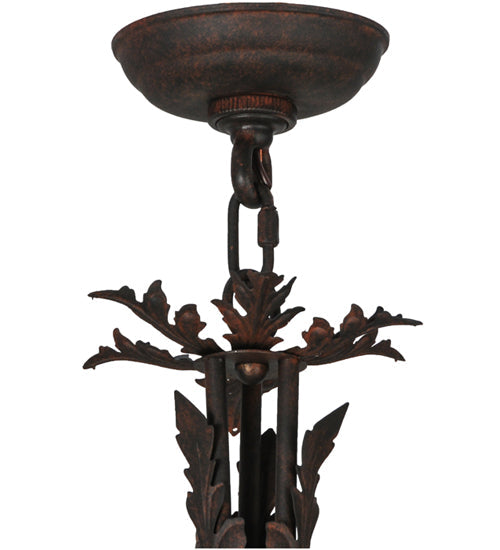 Meyda Lighting New Country French 39" 9-Light Cajun Spice Textured Chandelier With Amber Faux Candlelight and Crystal