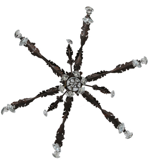 Meyda Lighting New Country French 39" 9-Light Cajun Spice Textured Chandelier With Amber Faux Candlelight and Crystal