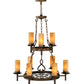 Meyda Lighting Newcastle 31" 9-Light 2-Tier Gilded Tobacco Chandelier With Tawnyrock Idalight Shade Glass