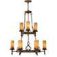 Meyda Lighting Newcastle 31" 9-Light 2-Tier Gilded Tobacco Chandelier With Tawnyrock Idalight Shade Glass
