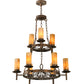 Meyda Lighting Newcastle 31" 9-Light 2-Tier Gilded Tobacco Chandelier With Tawnyrock Idalight Shade Glass