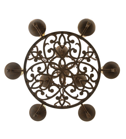 Meyda Lighting Newcastle 31" 9-Light 2-Tier Gilded Tobacco Chandelier With Tawnyrock Idalight Shade Glass