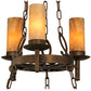Meyda Lighting Newcastle 31" 9-Light 2-Tier Gilded Tobacco Chandelier With Tawnyrock Idalight Shade Glass