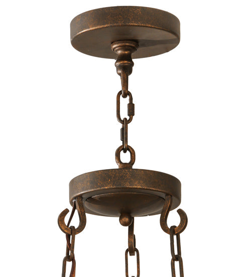 Meyda Lighting Newcastle 31" 9-Light 2-Tier Gilded Tobacco Chandelier With Tawnyrock Idalight Shade Glass