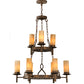 Meyda Lighting Newcastle 31" 9-Light 2-Tier Gilded Tobacco Chandelier With Tawnyrock Idalight Shade Glass