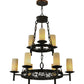 Meyda Lighting Newcastle 33" 9-Light 2-Tier Coffee Bean Chandelier With Ivory Candle Shade