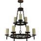 Meyda Lighting Newcastle 33" 9-Light 2-Tier Coffee Bean Chandelier With Ivory Candle Shade