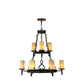 Meyda Lighting Newcastle 33" 9-Light 2-Tier Coffee Bean Chandelier With Ivory Candle Shade