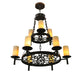 Meyda Lighting Newcastle 33" 9-Light 2-Tier Coffee Bean Chandelier With Ivory Candle Shade