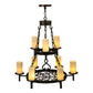Meyda Lighting Newcastle 33" 9-Light 2-Tier Coffee Bean Chandelier With Ivory Candle Shade
