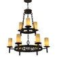 Meyda Lighting Newcastle 33" 9-Light 2-Tier Coffee Bean Chandelier With Ivory Candle Shade