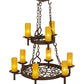 Meyda Lighting Newcastle 33" 9-Light 2-Tier Rusty Nail Textured Chandelier With Beige Shade Glass