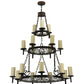 Meyda Lighting Newcastle 48" 18-Light 3-Tier Coffee Bean Chandelier With Beige Opal Shade