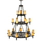 Meyda Lighting Newcastle 48" 18-Light 3-Tier Coffee Bean Chandelier With Beige Opal Shade
