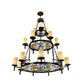 Meyda Lighting Newcastle 48" 18-Light 3-Tier Coffee Bean Chandelier With Beige Opal Shade