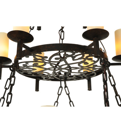 Meyda Lighting Newcastle 48" 18-Light 3-Tier Coffee Bean Chandelier With Beige Opal Shade