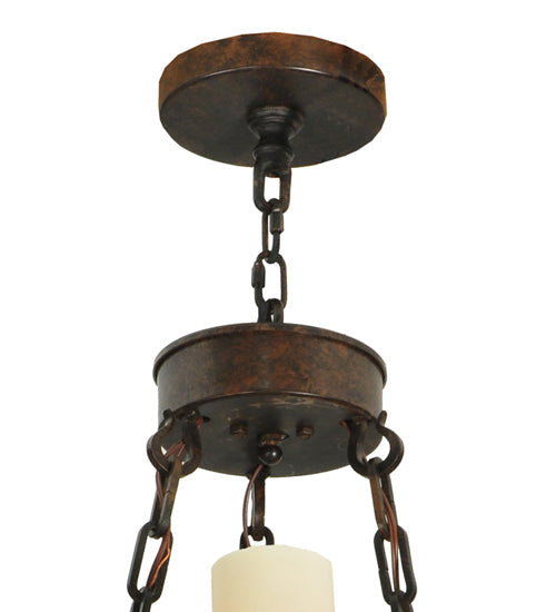 Meyda Lighting Newcastle 48" 18-Light 3-Tier Coffee Bean Chandelier With Beige Opal Shade
