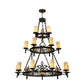 Meyda Lighting Newcastle 48" 18-Light 3-Tier Coffee Bean Chandelier With Beige Opal Shade