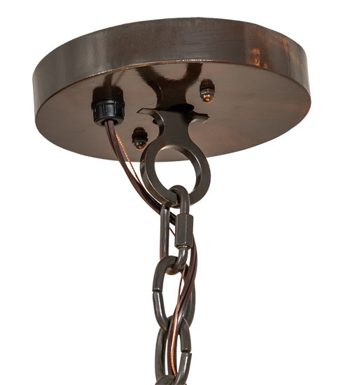 Meyda Lighting Newcastle 48" 18-Light 3-Tier Old Copper Pot Chandelier With Beige Sahara Taupe Idalight Shade