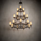 Meyda Lighting Newcastle 48" 18-Light 3-Tier Old Copper Pot Chandelier With Beige Sahara Taupe Idalight Shade