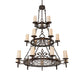 Meyda Lighting Newcastle 48" 18-Light 3-Tier Old Copper Pot Chandelier With Beige Sahara Taupe Idalight Shade
