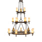 Meyda Lighting Newcastle 48" 18-Light 3-Tier Old Copper Pot Chandelier With Beige Sahara Taupe Idalight Shade