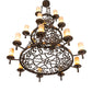 Meyda Lighting Newcastle 48" 18-Light 3-Tier Old Copper Pot Chandelier With Beige Sahara Taupe Idalight Shade