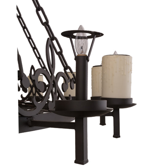 Meyda Lighting Newcastle 66" 30-Light Oil Rubbed Bronze Chandelier With Faux Beeswax Cylindres Shade