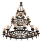 Meyda Lighting Newcastle 66" 30-Light Oil Rubbed Bronze Chandelier With Faux Beeswax Cylindres Shade