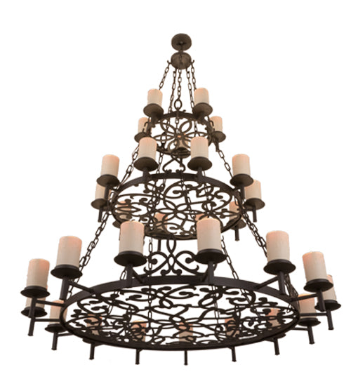 Meyda Lighting Newcastle 66" 30-Light Oil Rubbed Bronze Chandelier With Faux Beeswax Cylindres Shade