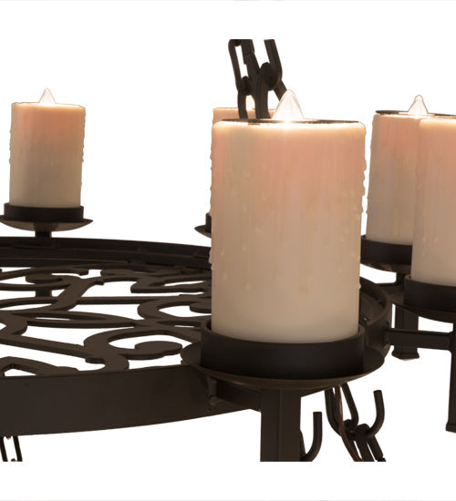Meyda Lighting Newcastle 66" 30-Light Oil Rubbed Bronze Chandelier With Faux Beeswax Cylindres Shade
