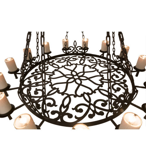 Meyda Lighting Newcastle 66" 30-Light Oil Rubbed Bronze Chandelier With Faux Beeswax Cylindres Shade