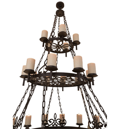 Meyda Lighting Newcastle 66" 30-Light Oil Rubbed Bronze Chandelier With Faux Beeswax Cylindres Shade