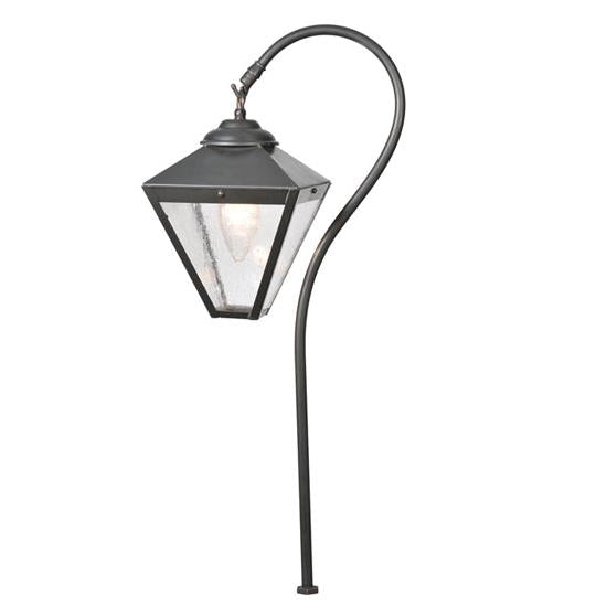 Meyda Lighting Newport 25" Craftsman Brown Sheperd's Hook Landscape Light Fixture Clear Seeded Shade Glass