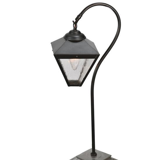 Meyda Lighting Newport 25" Craftsman Brown Sheperd's Hook Landscape Light Fixture Clear Seeded Shade Glass