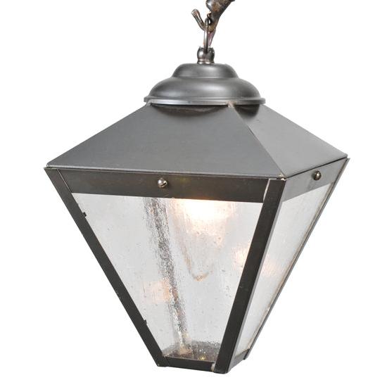 Meyda Lighting Newport 25" Craftsman Brown Sheperd's Hook Landscape Light Fixture Clear Seeded Shade Glass
